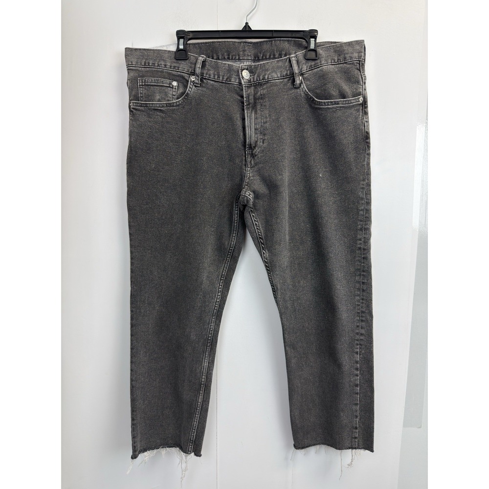 H&M Slim Mens Stretch Jeans Size 38X25 Cropped Gray Raw Edge